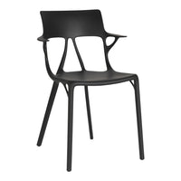 Black modern chair with a sleek, minimalist design and subtle organic patterns. Perfect for contemporary interiors.