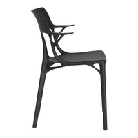Sleek black chair with a modern design, featuring smooth lines and a minimalist silhouette. Perfect for contemporary spaces.