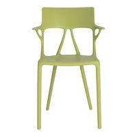 Lime green ergonomic chair with modern cutout design and smooth finish, perfect for contemporary spaces.