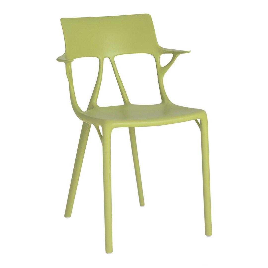 Lime green modern chair with a minimalist design and seamless surface texture. Perfect for contemporary spaces.