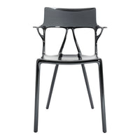 Glossy black chair with a sleek, modern design and minimalist silhouette, perfect for contemporary interiors.