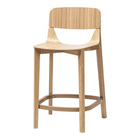 Natural wood bar stool in light beige with a smooth finish and minimalist design. Perfect for modern decor.