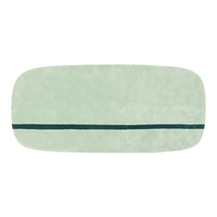 Light green rectangular rug with a dark green horizontal stripe. Soft texture and minimalistic design.