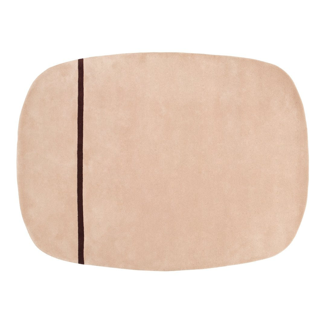 Soft beige rectangular mat with a dark brown stripe, featuring a smooth texture and minimalist design. Perfect for any decor.