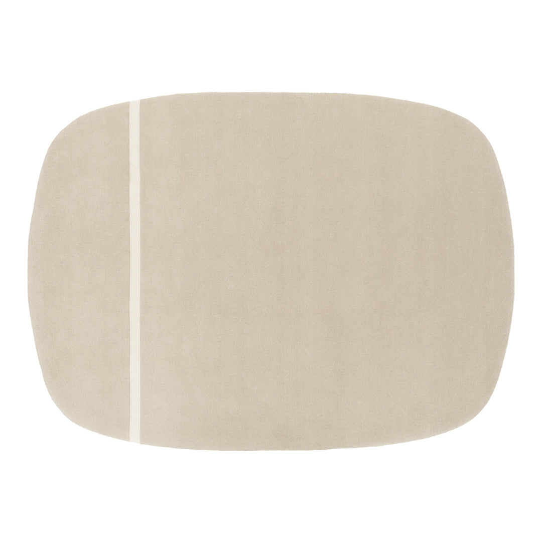 Beige rectangular area rug with a subtle stripe pattern, perfect for neutral decor.