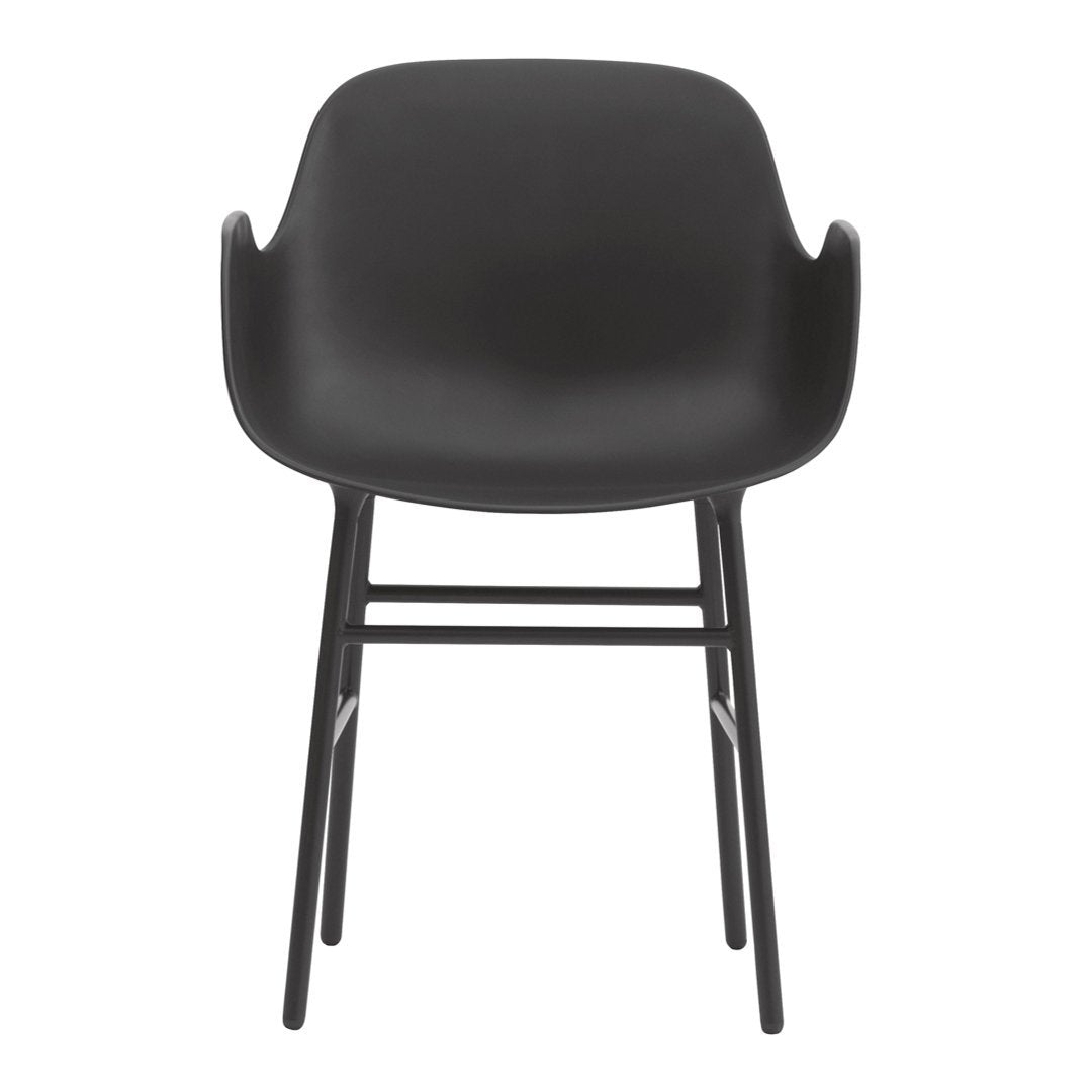 Black modern chair with a sleek design and smooth, matte finish. Perfect for contemporary decor.