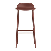 Brown bar stool with a smooth, minimalist design and sleek wooden legs. Perfect for modern interiors.