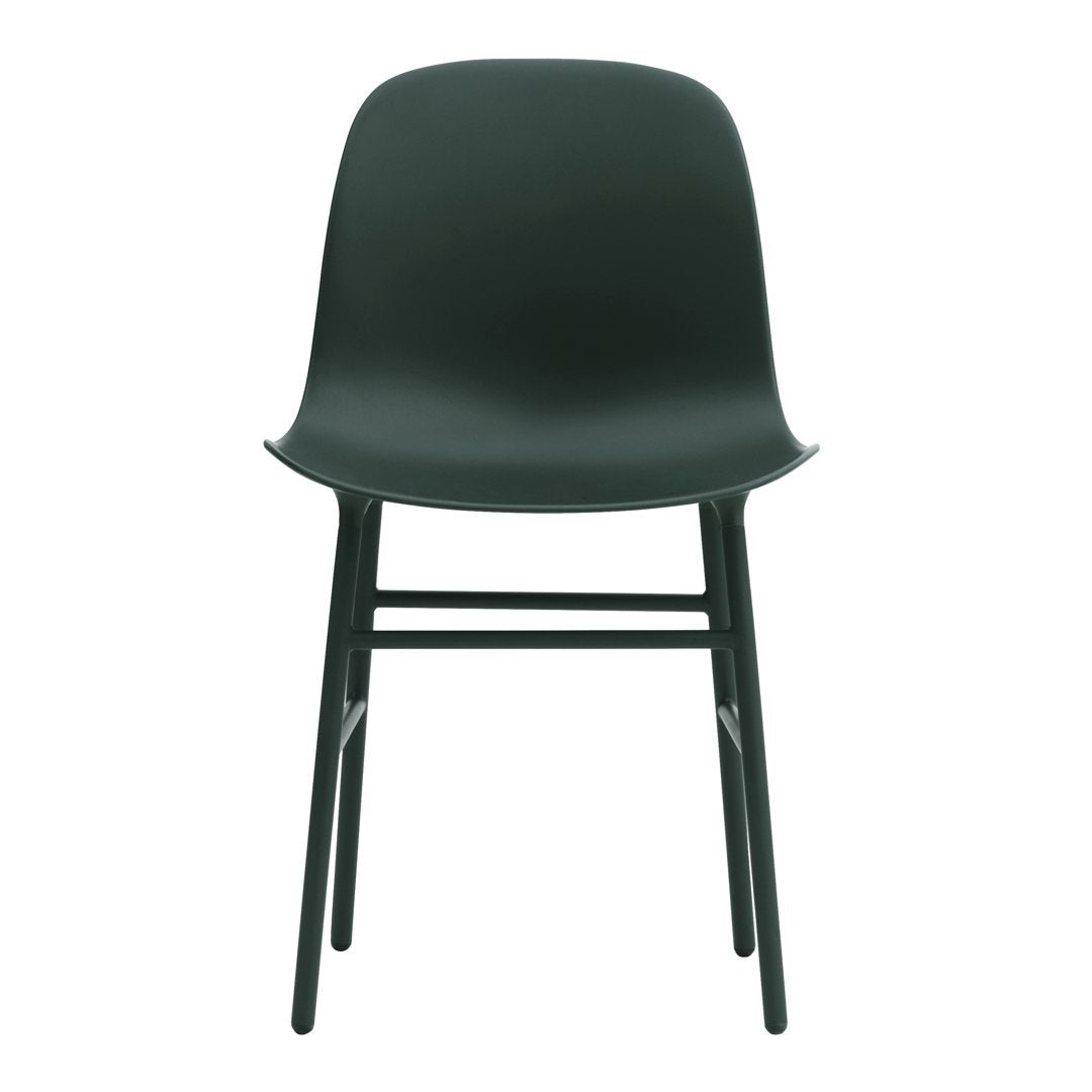 Matte dark green chair with smooth, minimalist design and contrasting light wooden legs. Stylish and modern decor accent.