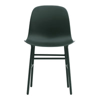 Matte dark green chair with smooth, minimalist design and contrasting light wooden legs. Stylish and modern decor accent.