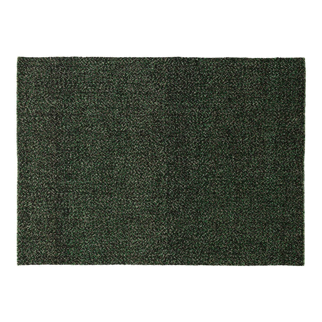 Dark green textured area rug with subtle patterns, perfect for enhancing any living space decor.
