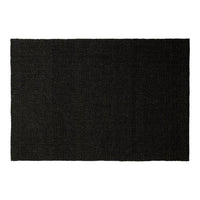 Black textured rug with a subtle woven pattern, perfect for modern and minimalist decor.