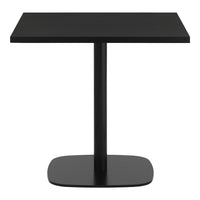 Black square dining table with a sleek, modern design and a matte finish. Perfect for contemporary decor.