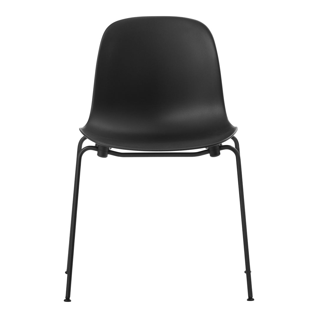 Elegant black chair with a smooth, minimalist design and sturdy black legs, perfect for modern interiors.