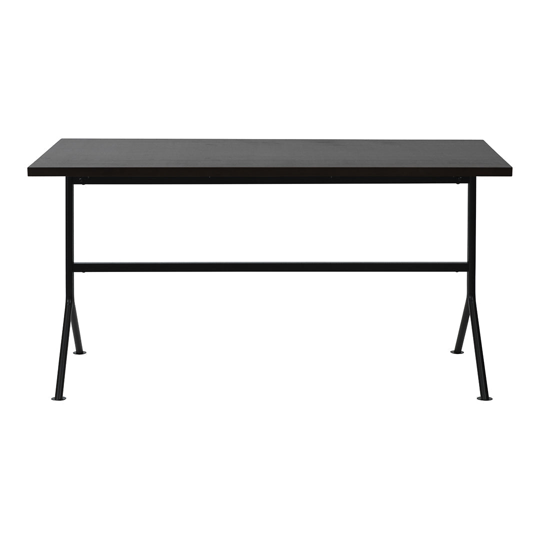 Black rectangular table with a sleek, minimalist design and sturdy black metal legs. Ideal for modern interiors.