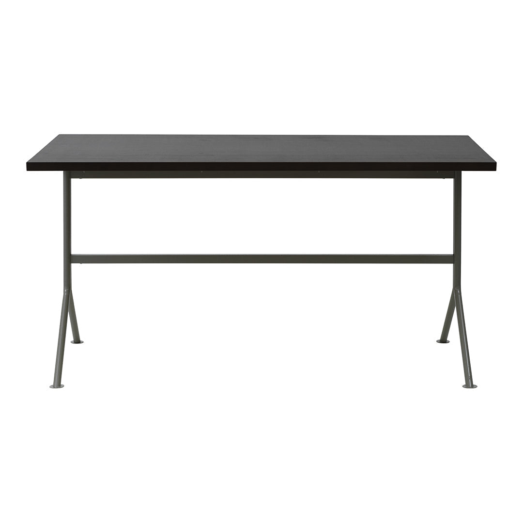 Black tabletop with a sleek, minimalist design and a sturdy metallic frame, perfect for modern decor.