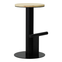 Black metal base with a natural wood top, sleek and modern design, perfect for contemporary decor.