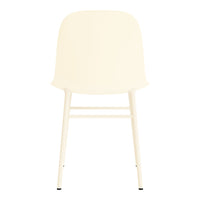 Cream-colored chair with a smooth, minimalist design and light wooden legs, perfect for modern decor.