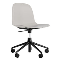 Light gray office chair with a smooth, minimalist design and a black, five-point base.