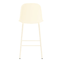 Cream-colored bar stool with a minimalist design and smooth, solid finish. Perfect for modern decor.