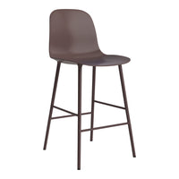 Modern brown bar stool with a smooth matte finish and minimalist design, featuring a solid color and sleek lines.