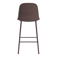 Brown modern bar stool with a sleek, minimalist design and a smooth finish, featuring simple lines and no patterns.