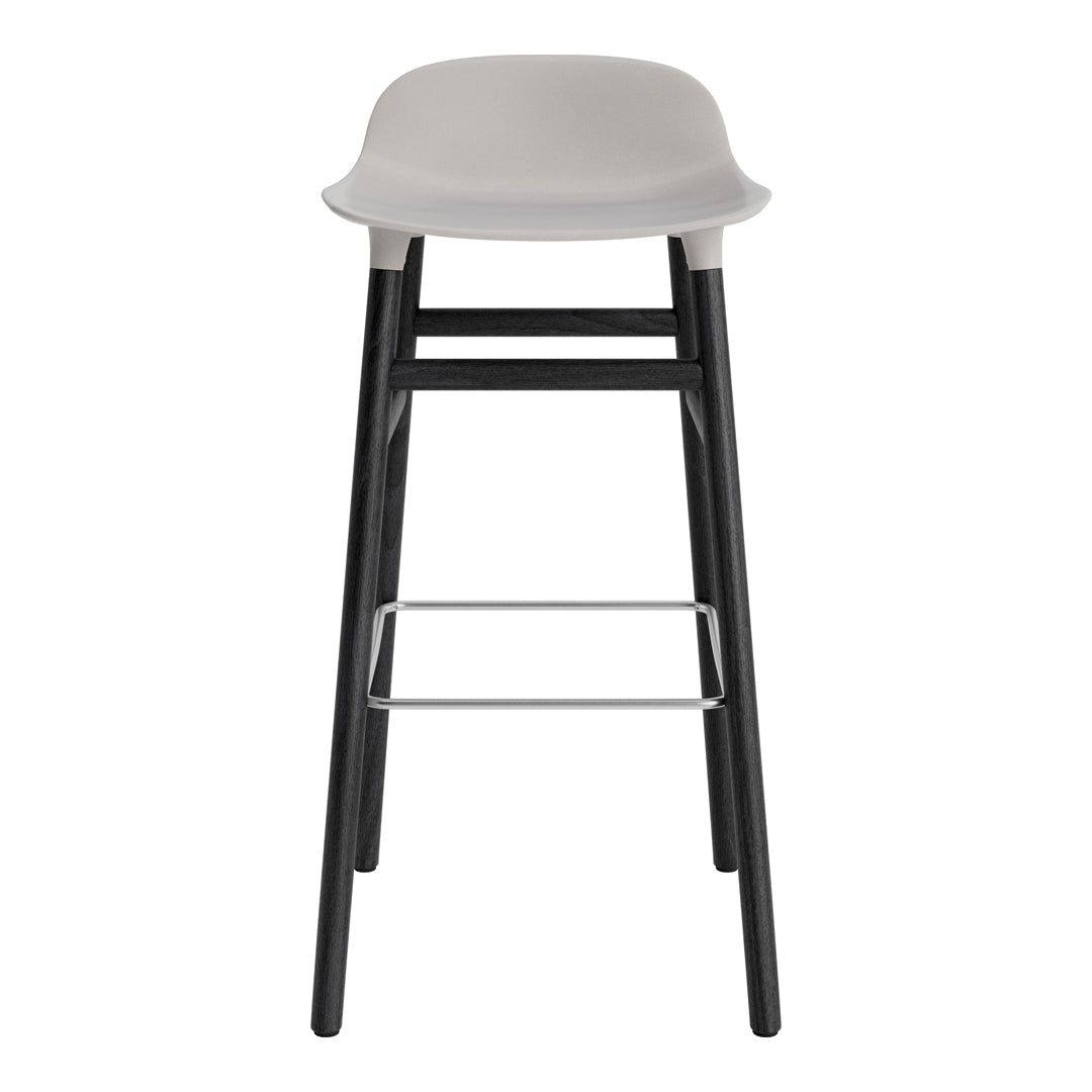 Gray seat with sleek black legs and a minimalist design, perfect for modern spaces.