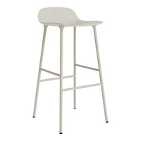 Light gray bar stool with a smooth, minimalist design and sleek metal legs, perfect for modern interiors.