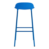 Bright blue bar stool with a sleek, minimalist design and smooth surface. Perfect for modern interiors.