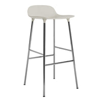 Stylish beige bar stool with a smooth finish and sleek chrome legs, perfect for modern decor.