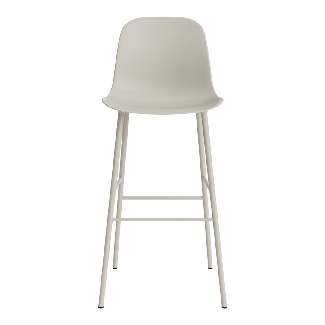 Modern white bar stool with a sleek, minimalist design and a smooth finish, perfect for contemporary interiors.