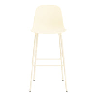 Cream-colored bar stool with a minimalist design and sleek metal legs. Perfect for modern interiors.
