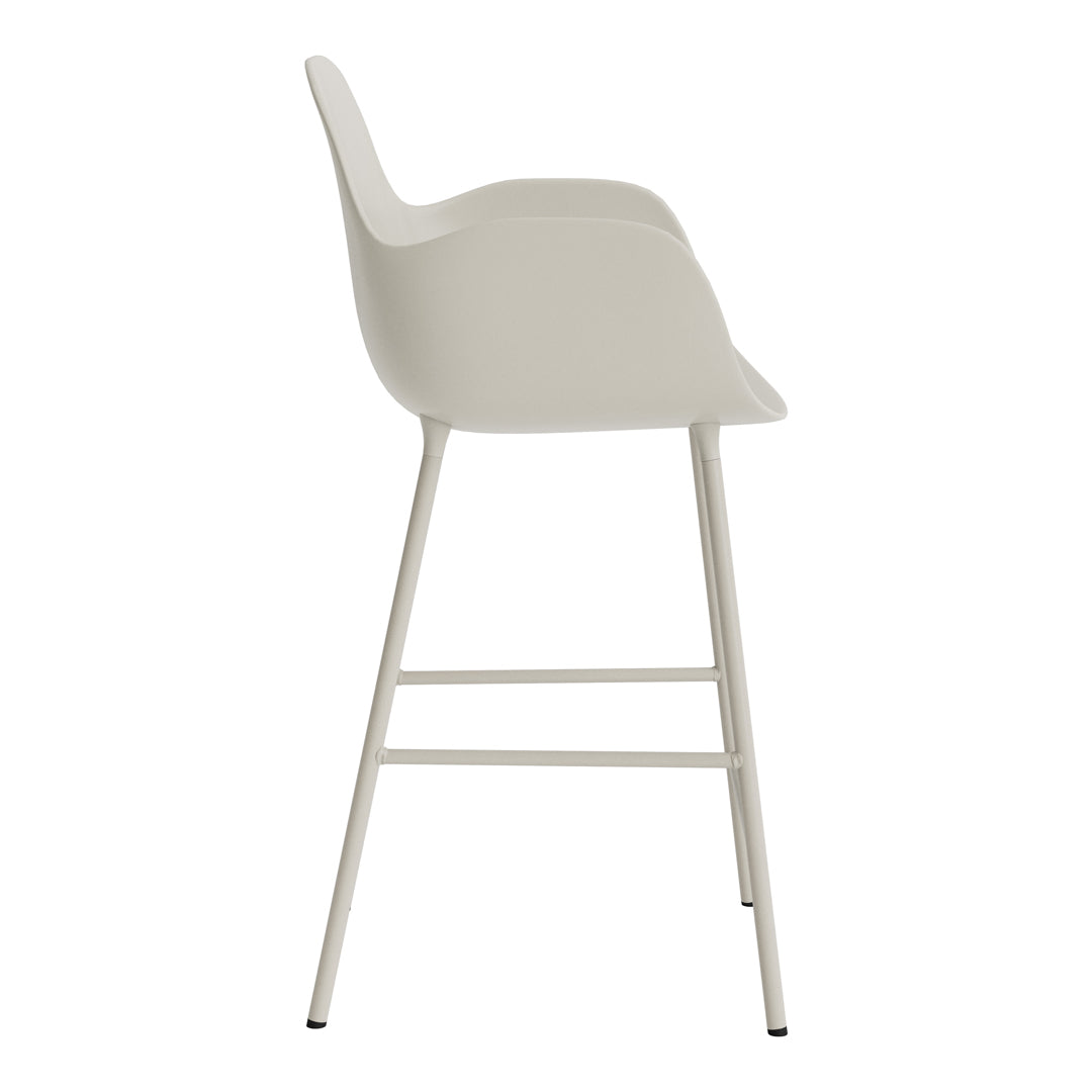 Light beige modern bar stool with a sleek, minimalist design and a smooth, solid surface. Perfect for contemporary decor.