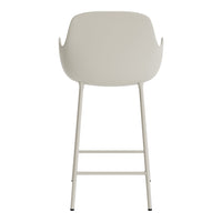 Light beige modern stool with a minimalist design and smooth, curved backrest. Perfect for contemporary spaces.