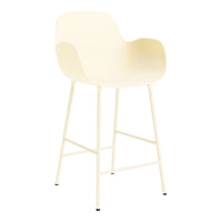 Cream-colored modern bar stool with a smooth, minimalistic design and sleek metal legs.