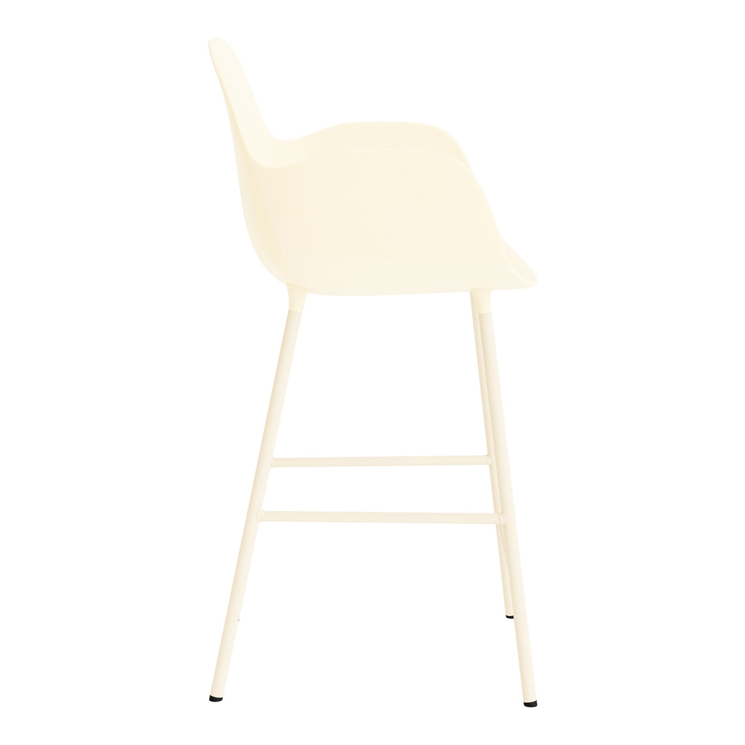 Cream-colored bar chair with a minimalist design and smooth, solid finish. Perfect for modern decor.