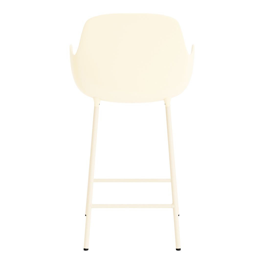 Cream-colored modern chair with a smooth, minimalist design and sturdy metal legs. Perfect for contemporary spaces.