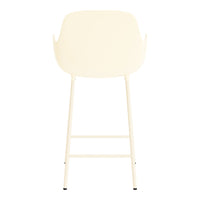 Cream-colored modern chair with a smooth, minimalist design and sturdy metal legs. Perfect for contemporary spaces.