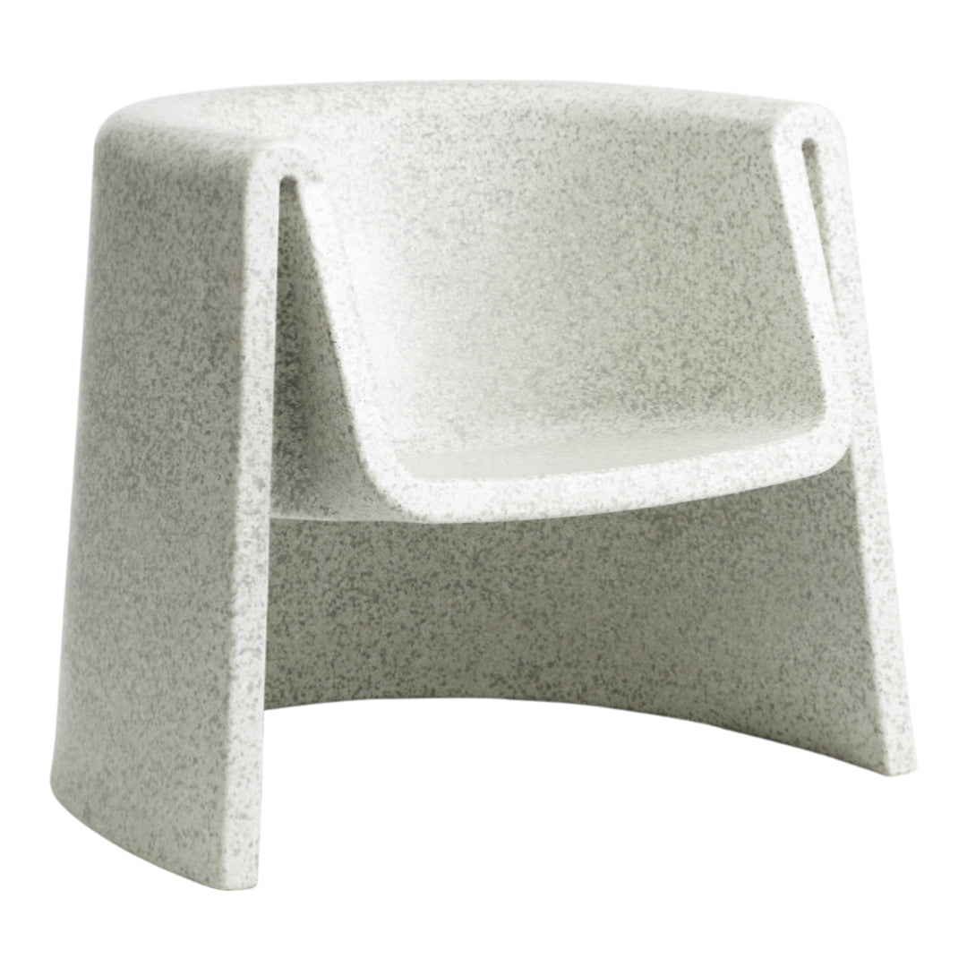 Textured gray chair with a smooth, minimalist design and subtle speckled pattern, perfect for modern decor.