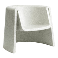 Textured gray chair with a smooth, minimalist design and subtle speckled pattern, perfect for modern decor.