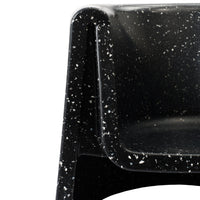 Black chair with a speckled white pattern, offering a modern, sleek design. Ideal for contemporary spaces.