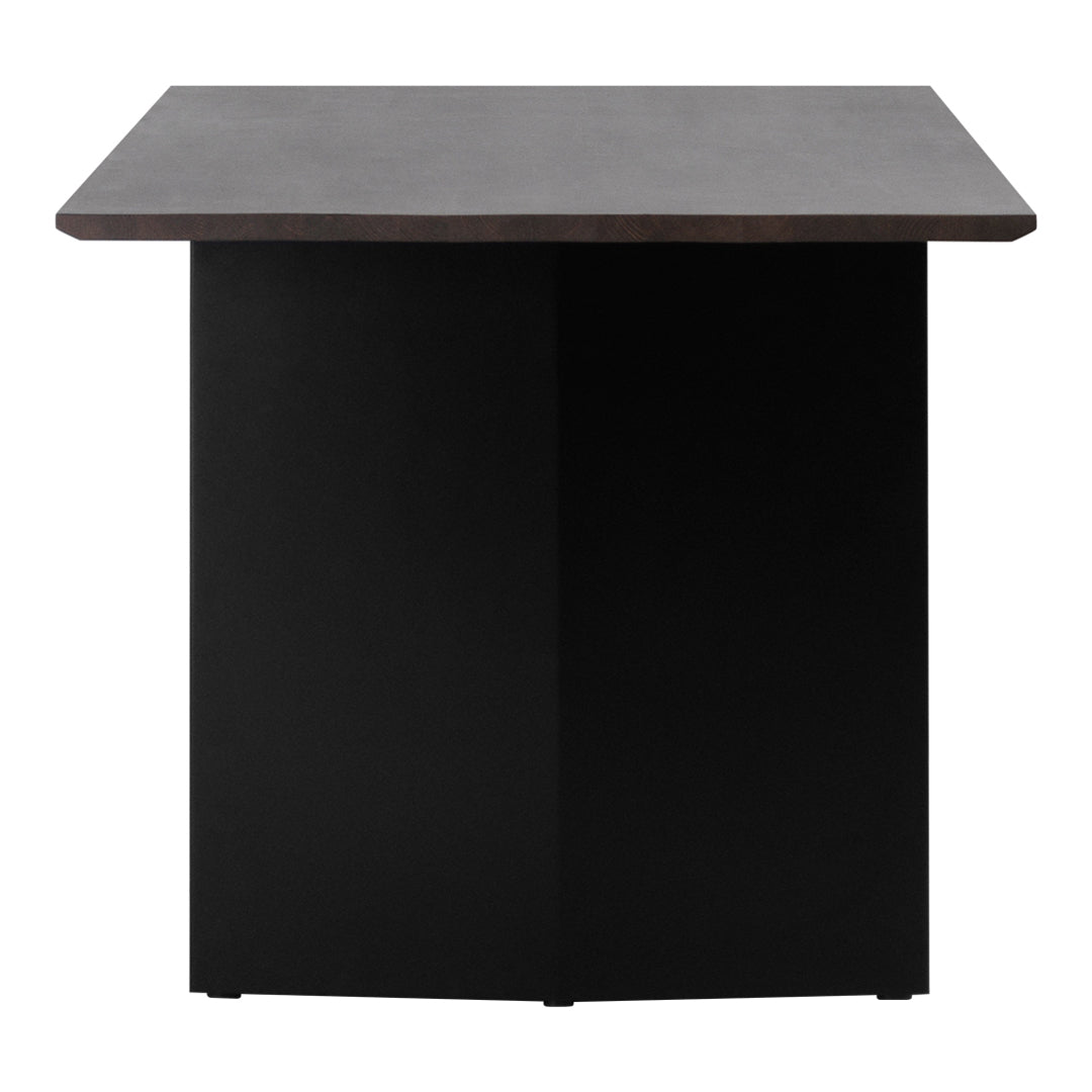 Black base with a sleek, square dark wood tabletop design. Modern and minimalistic style for any décor.