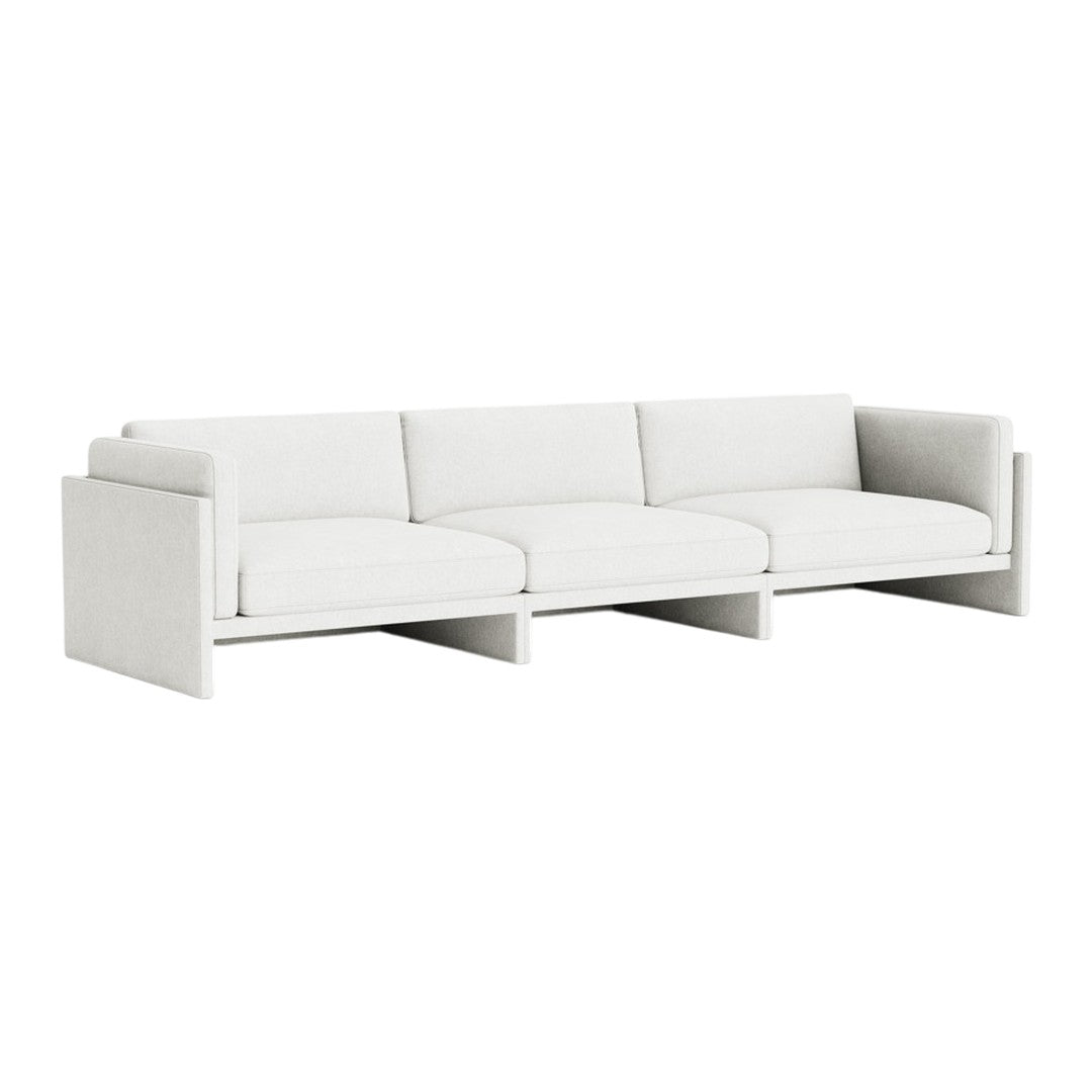 Modern white sectional sofa with clean lines and a textured fabric finish. Perfect for minimalist decor.