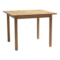 Natural wood dining table with a smooth, light brown finish and horizontal slat pattern. Ideal for modern interiors.