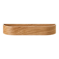 Natural wood tray with a warm oak grain pattern, featuring smooth, rounded edges and a light finish.