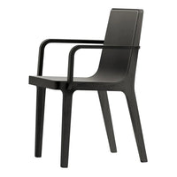 Sleek black chair with a modern design and smooth, matte finish; minimalist style perfect for contemporary spaces.
