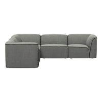 Gray upholstered sectional sofa with clean lines and subtle contrast piping, perfect for modern living spaces.