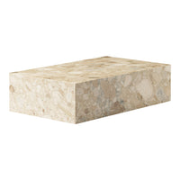 Beige rectangular block with subtle marbled patterns and speckled texture, perfect for modern decor.