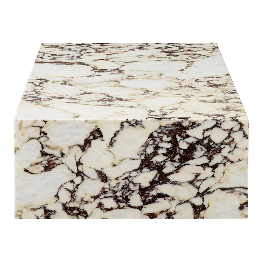 White marble block with intricate dark brown veining; elegant and modern pattern for stylish decor.