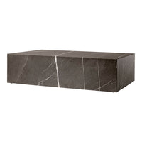 Dark grey marble coffee table with striking white veining and a sleek, modern design. Perfect for contemporary decor.