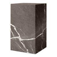 Dark gray marble side table with striking white veining and a modern rectangular design. Perfect for contemporary decor.